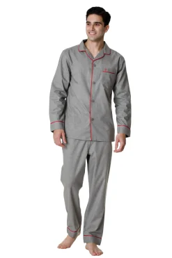 Men's 100% Cotton De Lucca Pyjamas Grey Melange