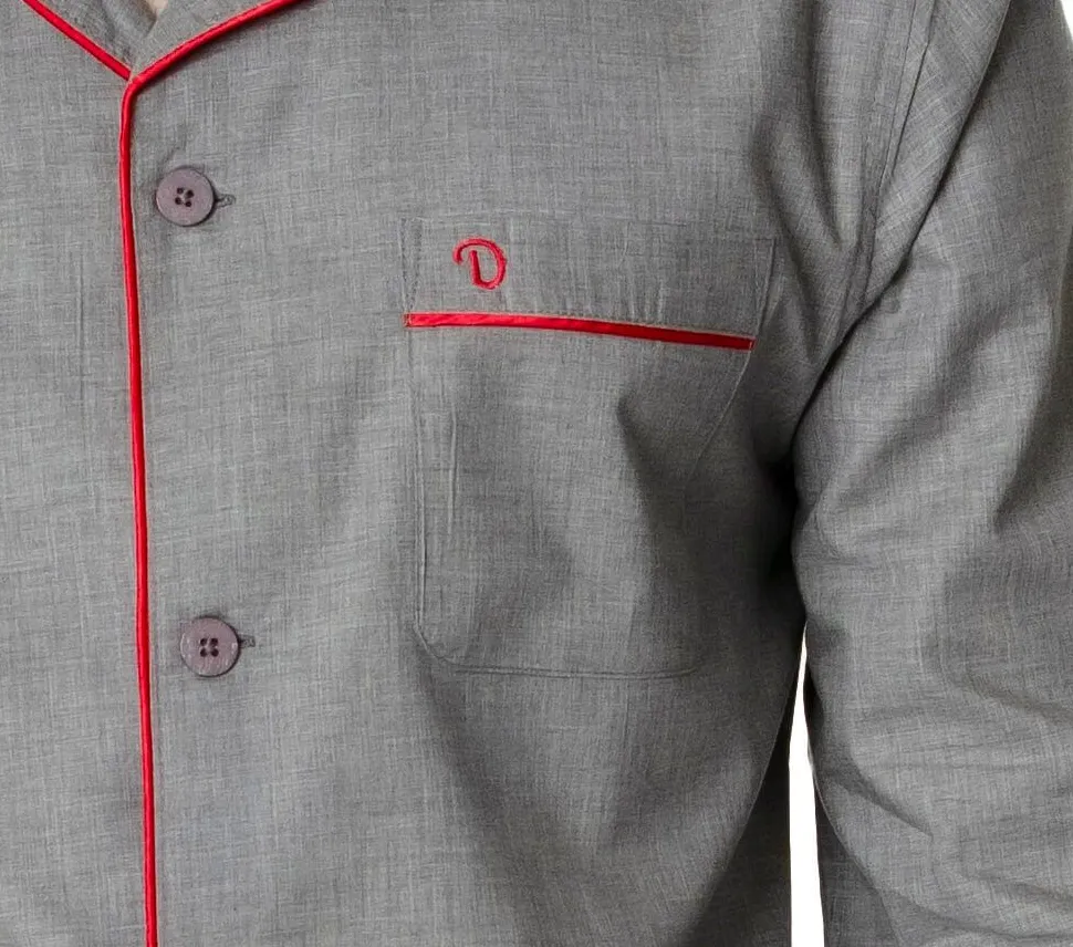 Men's 100% Cotton De Lucca Pyjamas Grey Melange