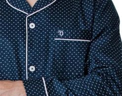 Men's 100% Cotton De Lucca Pyjamas Navy Tree Print