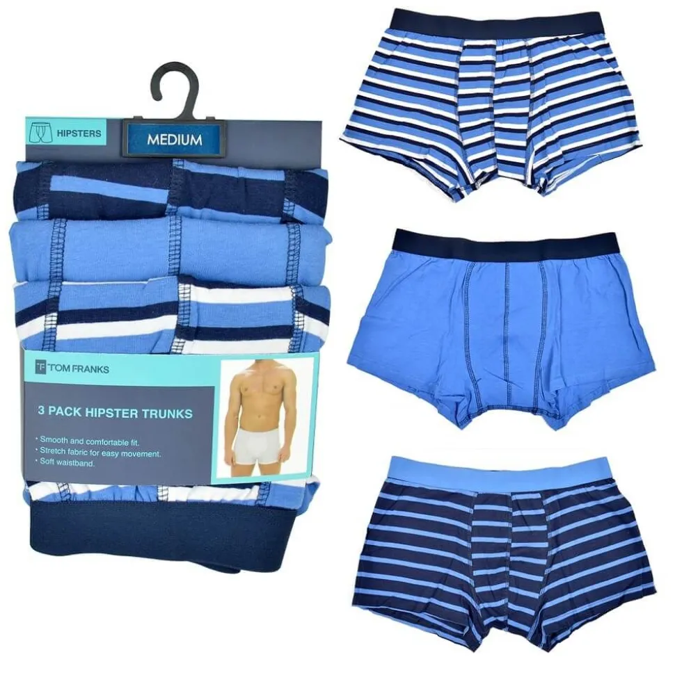 Men's 3 Pack Hipster Boxers Assorted