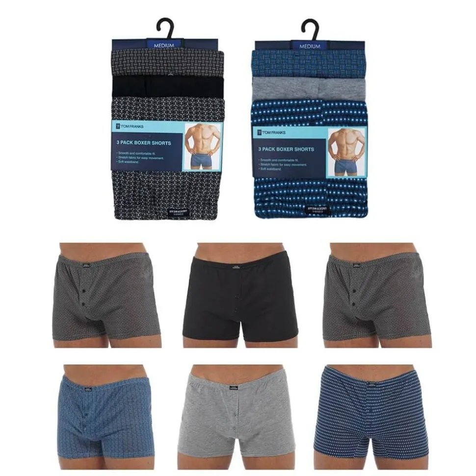 Men's 3 Pack Jersey Boxer Shorts Assorted