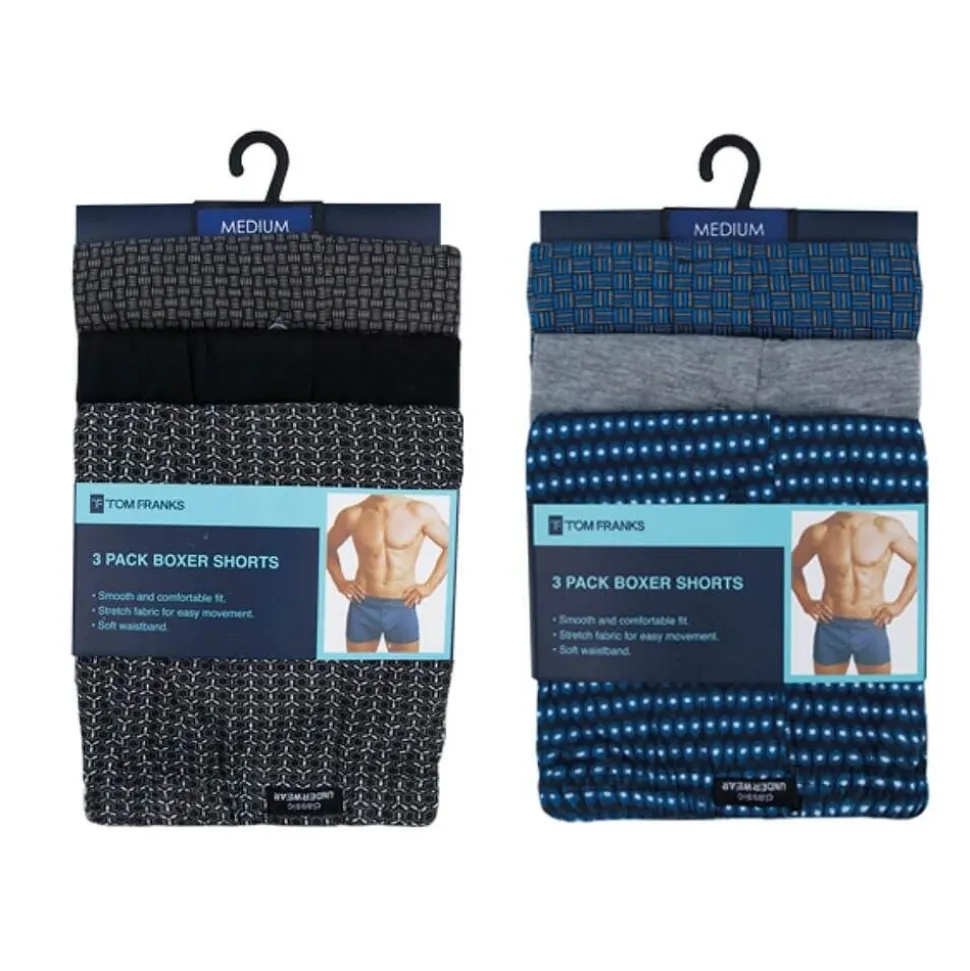 Men's 3 Pack Jersey Boxer Shorts Assorted