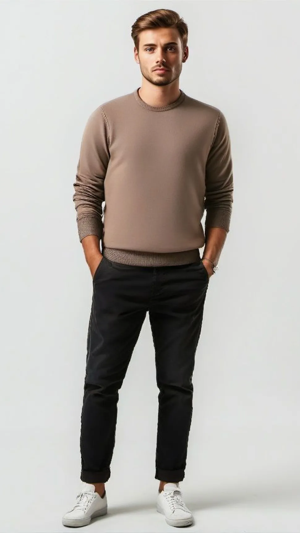 Men's Badger Round Neck Sweatshirt Taupe by Kensington