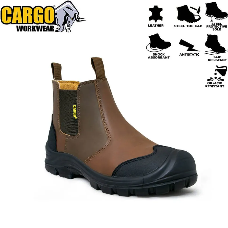 Men's Cargo Dealer Slip-On Safety Boot Brown