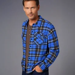 Men's Check Fleece Shirt Electric Blue