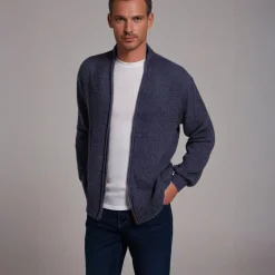 Men's Chenille Helios Full Zip Jumper Navy