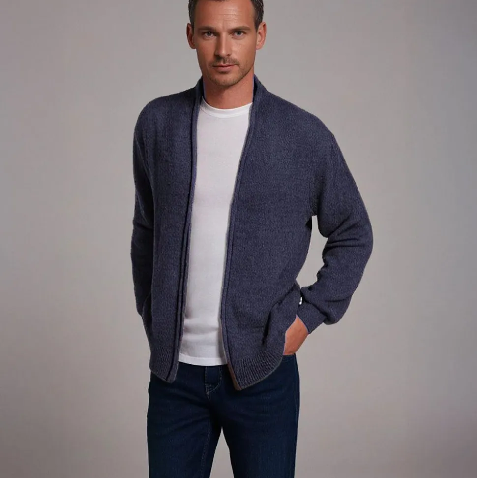 Men's Chenille Helios Full Zip Jumper Navy
