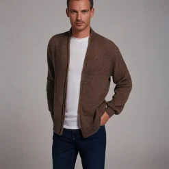 Men's Chenille Helios Full Zip Jumper Taupe