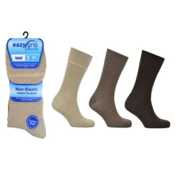 Mens Eazy Grip Non Elastic Socks Assorted Colours