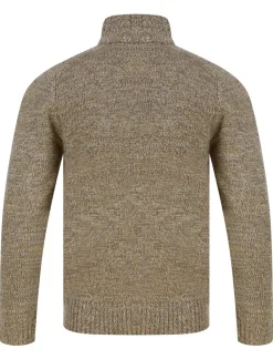 Men's Ecru Grey Twist Half Zip Jumper