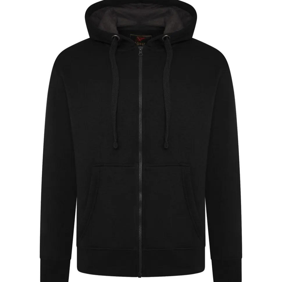 Mens Outsize Full Zipped Hoodie Black By Forge