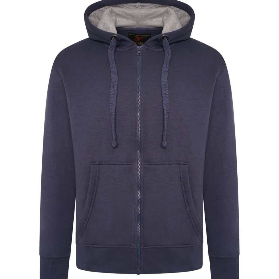 Mens Outsize Full Zipped Hoodie Indigo By Forge