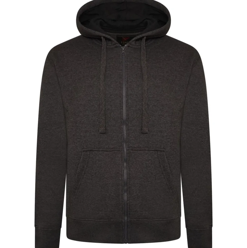 Mens Outsize Full Zipped Hoodie Charcoal By Forge