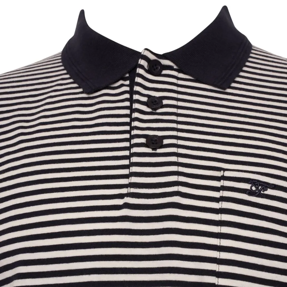 Mens Outsize Polo Shirt Stripe Navy By Forge