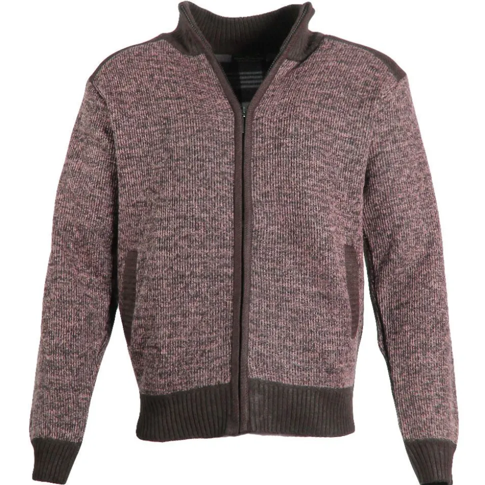 Men's Panel Full Zip Jumper Brown