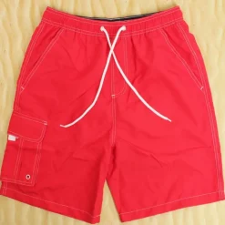 Mens Red Cargo Swimming Shorts