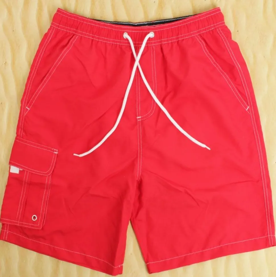 Mens Red Cargo Swimming Shorts