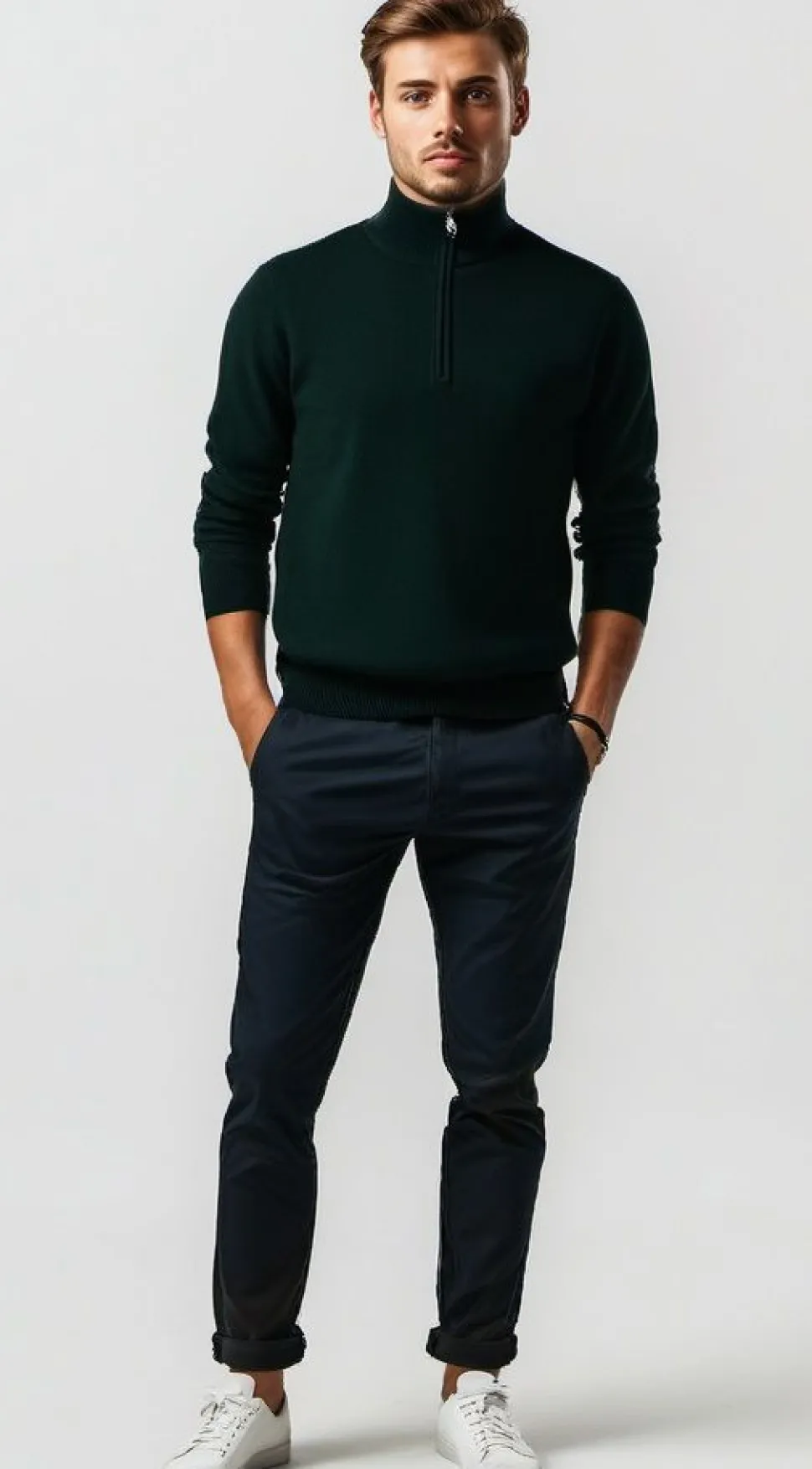 Men's Redwood Half Zip Sweater Evergreen