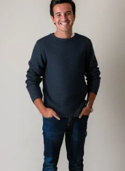Men's Round Neck Twill Sweater Navy