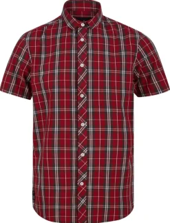 Men's Short Sleeve Check Shirt Scooter Red