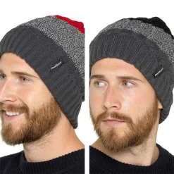 Men's Stripe Fleece Lined Heatguard Beanie Hat