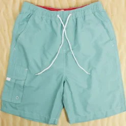 Mens Turquoise Cargo Swimming Shorts