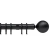 Metal Curtain Pole Black Ball 120 - 210cm
