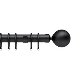 Metal Curtain Pole Black Ball 120 - 210cm