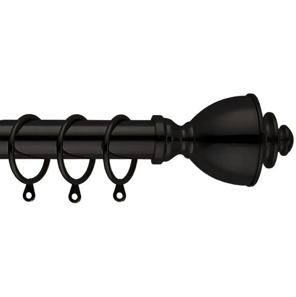 Metal Curtain Pole Black Crown 160 - 300cm