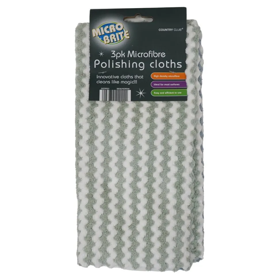 Micro Brite 3 Pk Microfibre Polishing Cloths