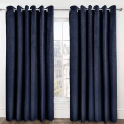 Midnight Velvet Eyelet Curtains Navy