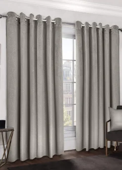 Midnight Velvet Eyelet Curtains Stone