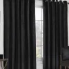 Midnight Velvet Eyelet Curtains Black