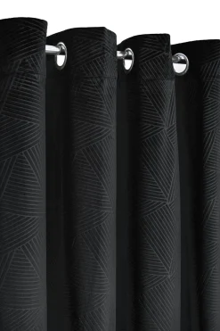 Midnight Velvet Eyelet Curtains Black