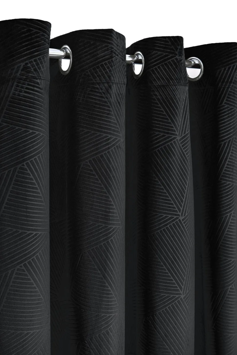 Midnight Velvet Eyelet Curtains Black