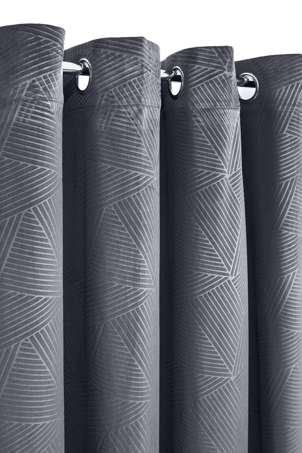 Midnight Velvet Eyelet Curtains Charcoal