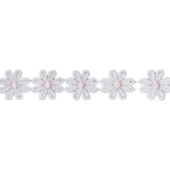 24mm Daisy Design Polyester Guipure - White/Pink