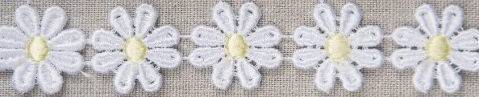 24mm Daisy Design Polyester Guipure - White/Lemon