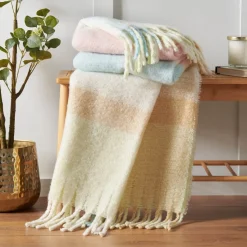 Mohair Check Throw Pastel by Catherine Lansfield