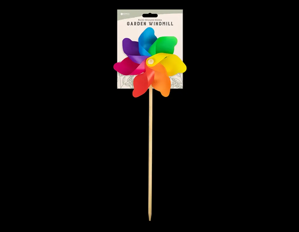Multi-Coloured Wooden Garden Windmill