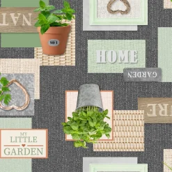 My Little Garden Grey Oil Cloth Tablecloth - Price by the Metre