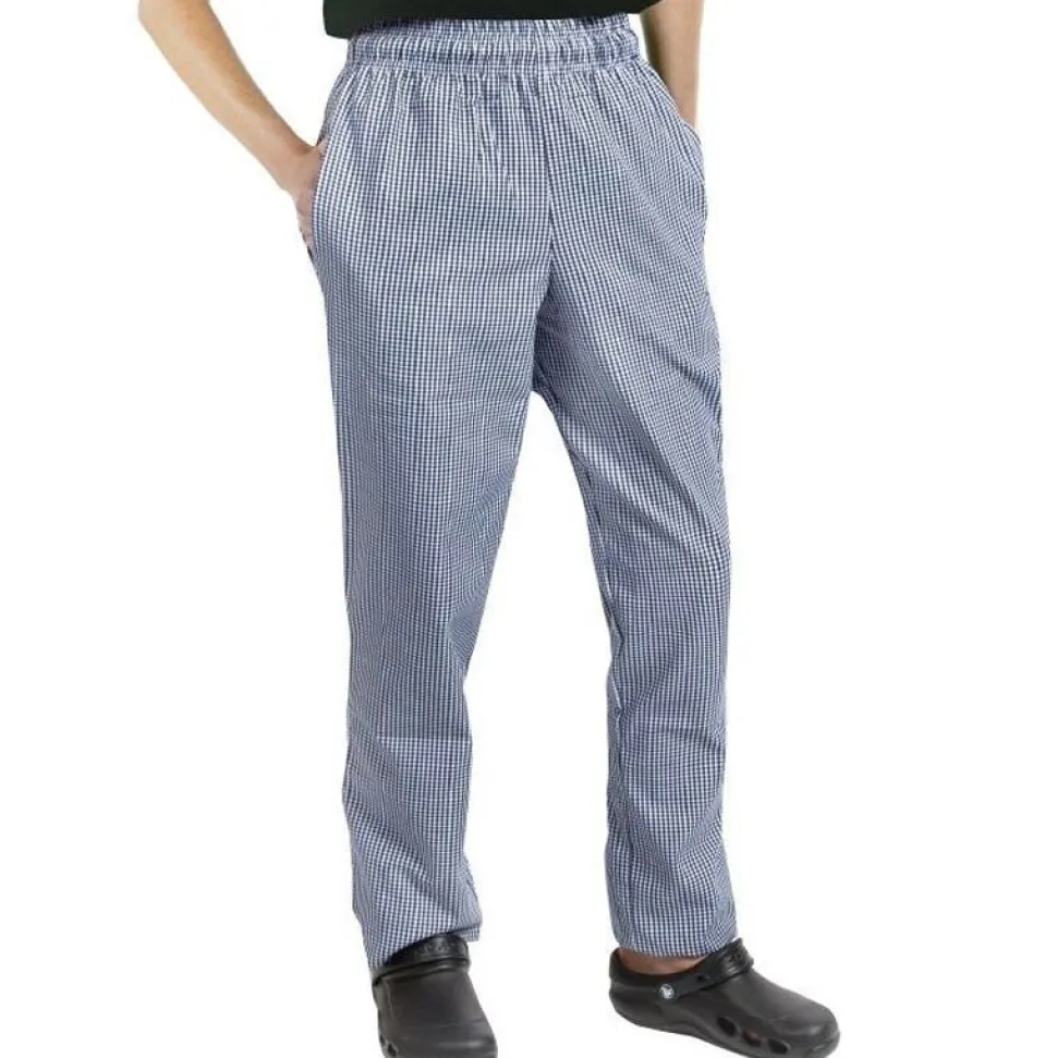 Navy & White Small Check Chef Trousers