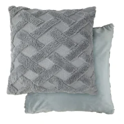Nyla Soft Plush Cross Hatched Silver Cushion Cover