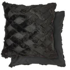 Nyla Soft Plush Cross Hatched Black Cushion Cover