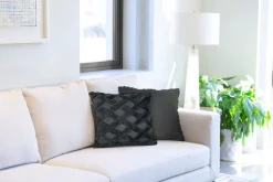 Nyla Soft Plush Cross Hatched Black Cushion Cover