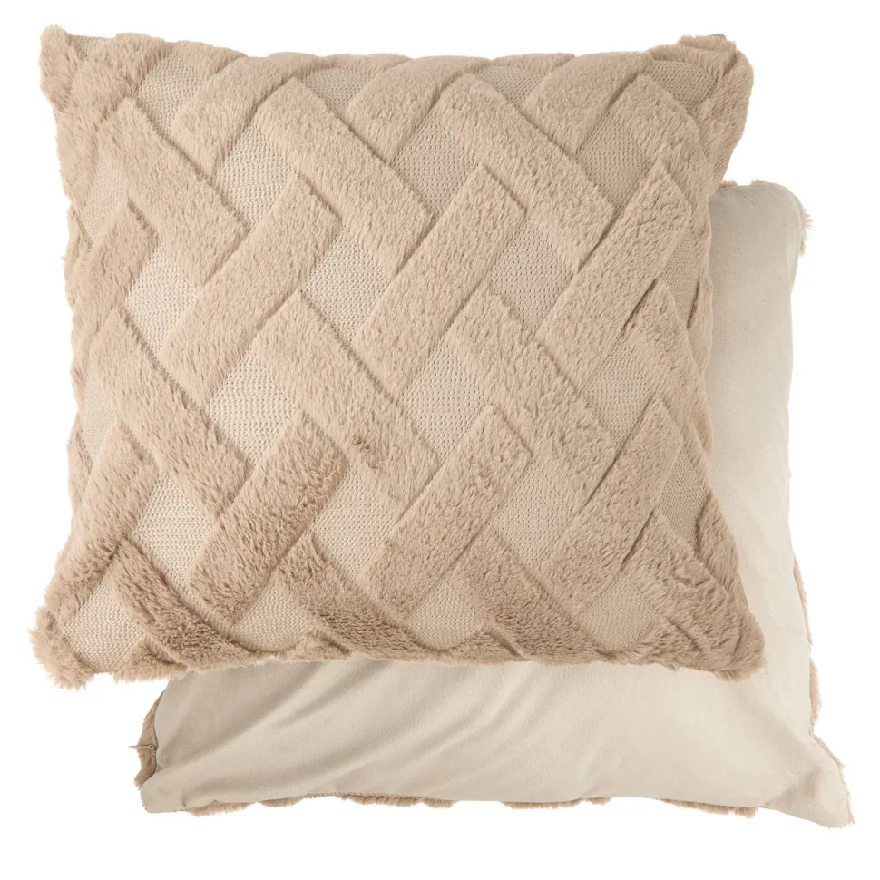 Nyla Soft Plush Cross Hatched Taupe Cushion Cover