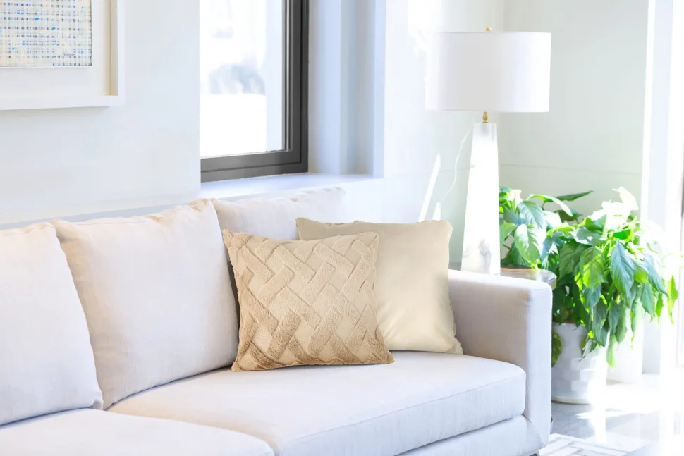 Nyla Soft Plush Cross Hatched Taupe Cushion Cover
