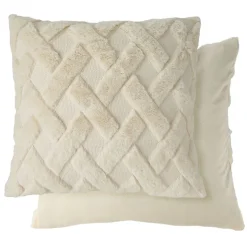 Nyla Soft Plush Cross Hatched Cream Cushion Cover