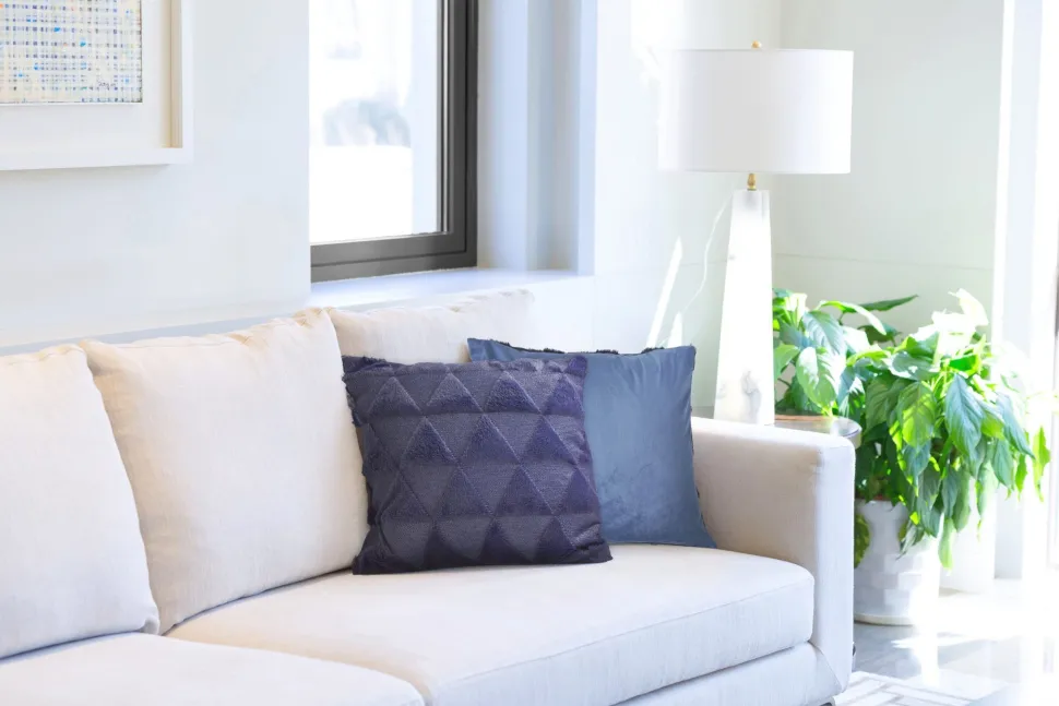 Nyla Soft Plush Triangle Navy Cushion Cover