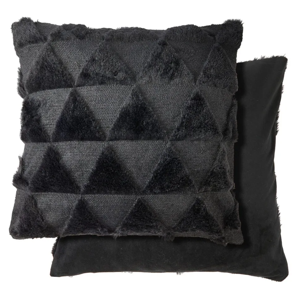 Nyla Soft Plush Triangle Black Cushion Cover